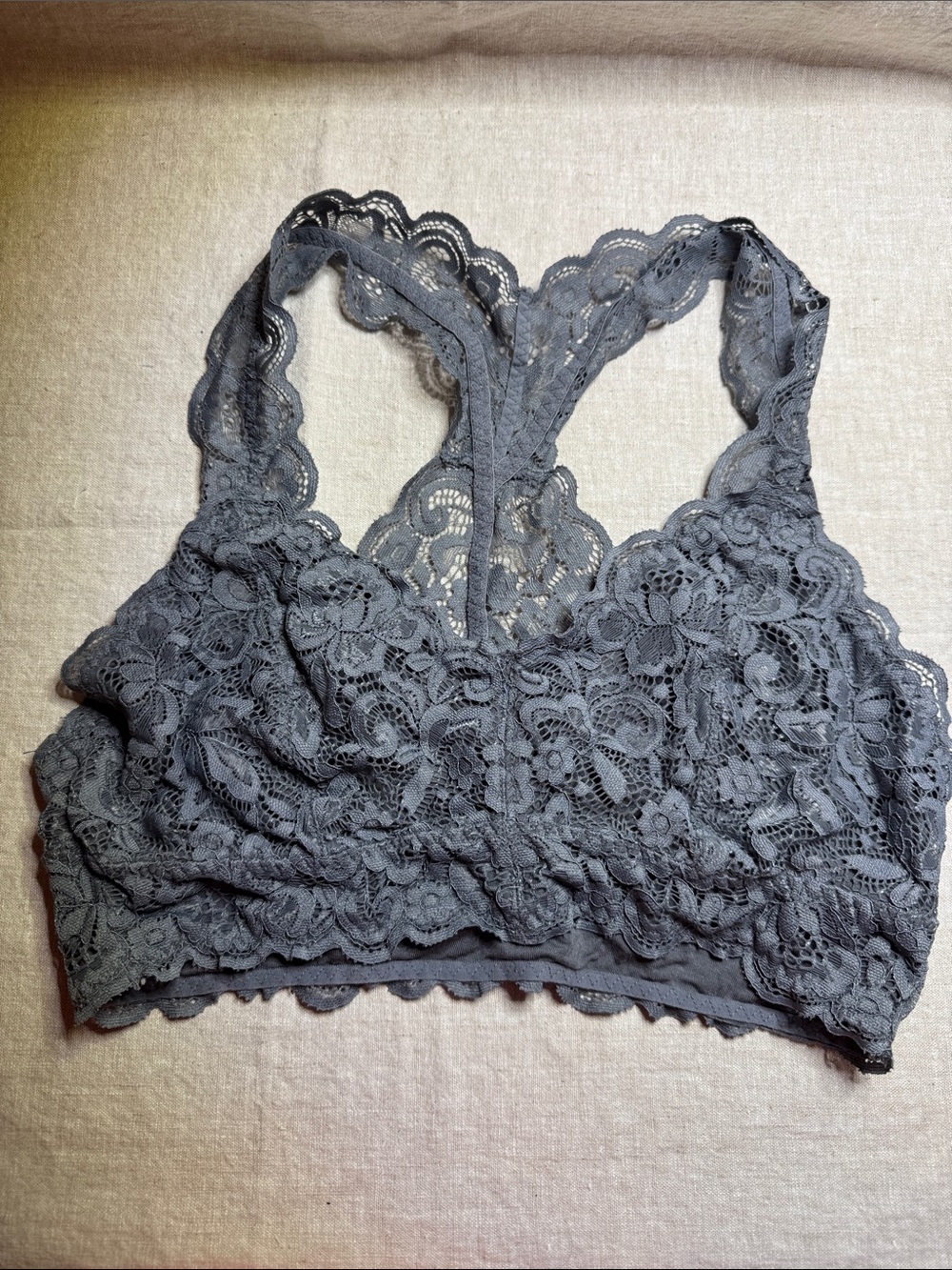 Serra Gray Floral Lace Racerback Bralette